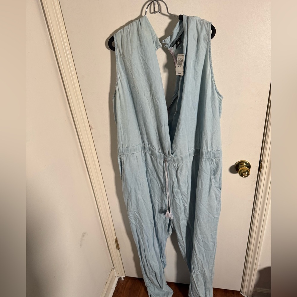 Ashley Stewart Light Blue Denim Jumpsuit